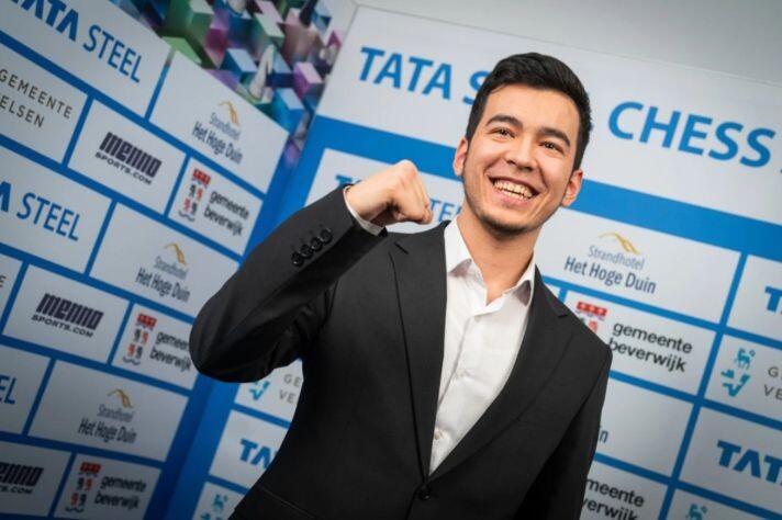 Победитель Tata Steel Masters 2026 года гроссмейстер Нодирбек АБДУСАТТОРОВ.