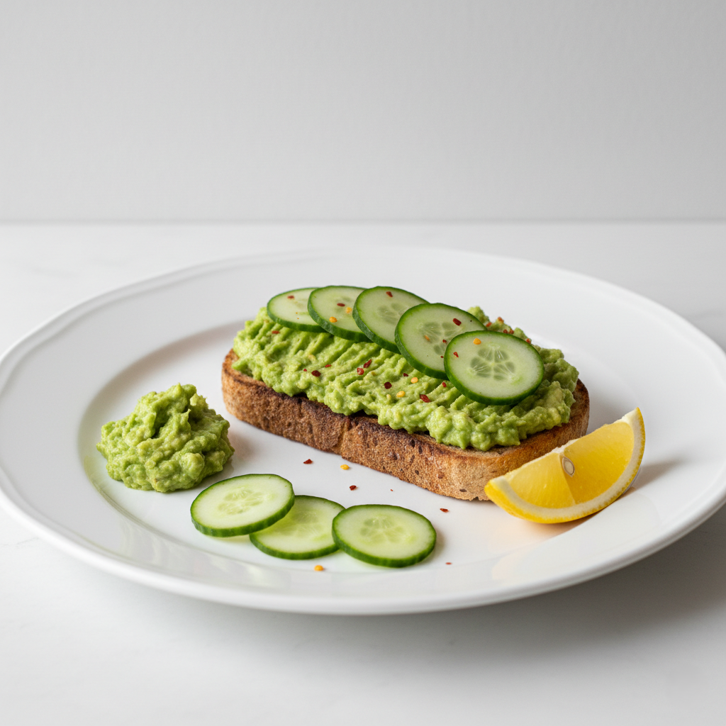 Авокадо-тост с творожным сыром и огурцом