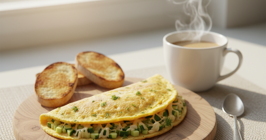 Начните утро вкусно и полезно: рецепт "Солнечного Омлета" с кабачком и сыром