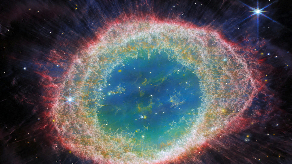 Изображение туманности Кольцо, полученное с помощью прибора WEAVE (WHT Enhanced Area Velocity Explorer) телескопа Уильяма Гершеля.📷Фото: NASA / ESA / Handout / Reuters