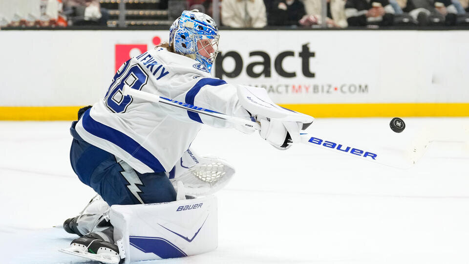     Вратарь "Тампы" Василевский подрался с голкипером "Бостона" в матче НХЛ Mark J. Terrill/AP/TASS