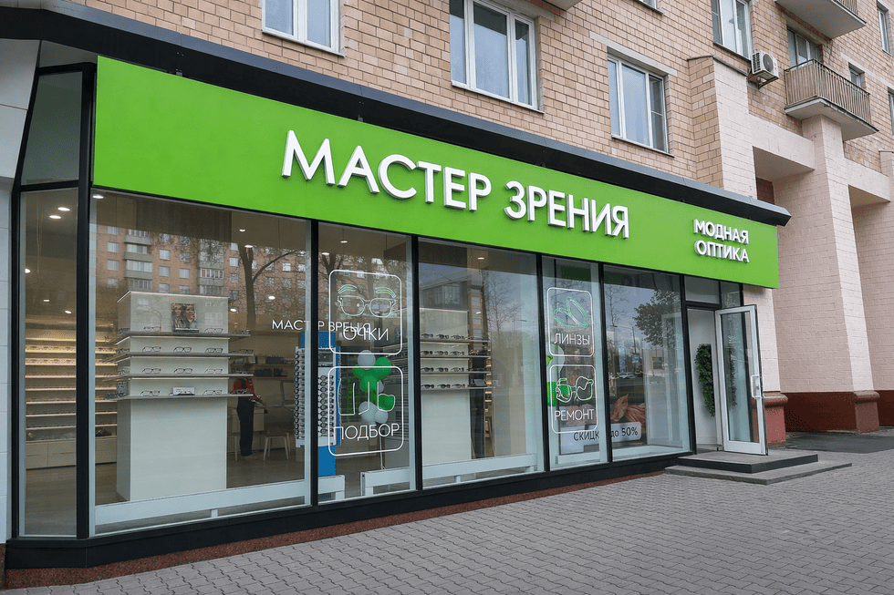 Кейс: комплексное оформление салона оптики. Объёмные световые буквы + гибкий неон + оформление витрин.