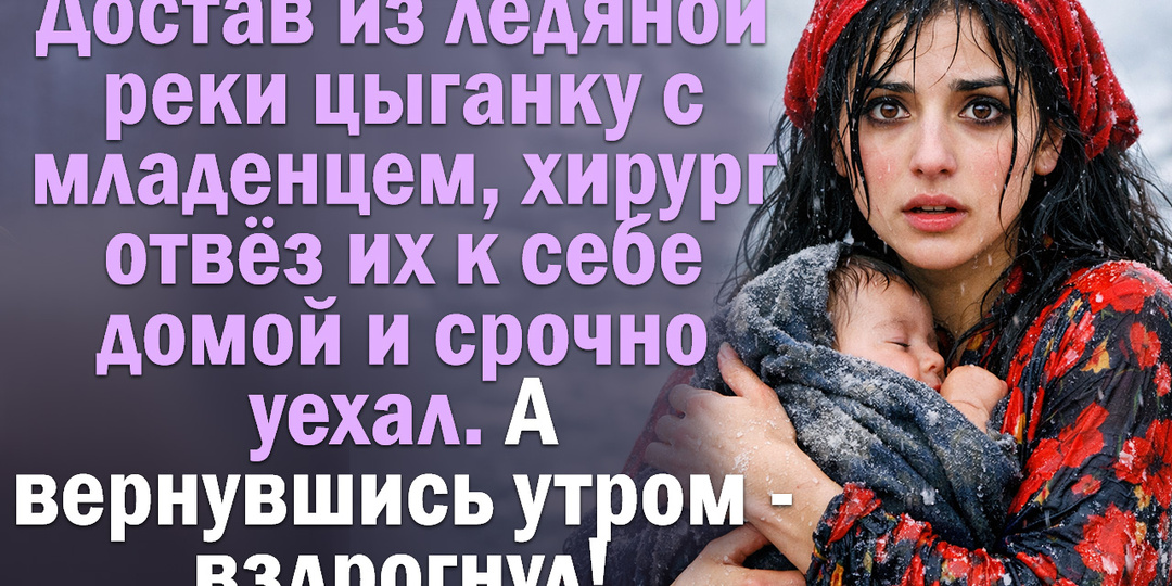 Достав из ледяной реки цыганку с младенцем, хирург отвёз их к себе домой и срочно уехал. А вернувшись утром был удивлен.