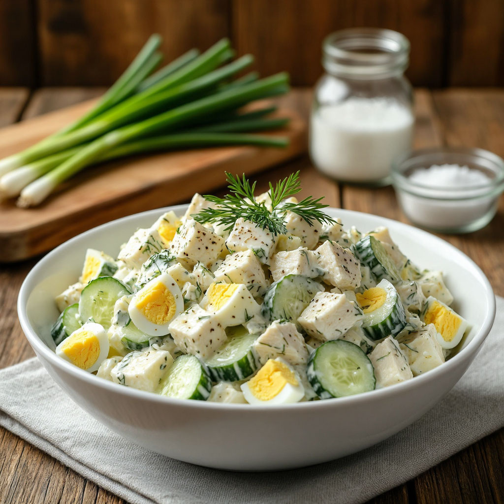 Салат с курицей, огурцом и яйцом: лёгкий и сытный рецепт для обеда или ужина 🥗