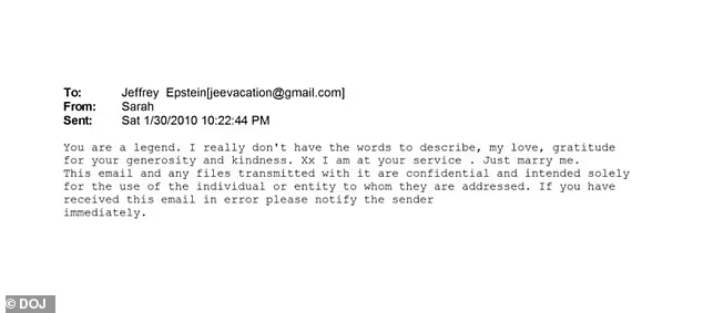 Электронное письмо, отправленное Джеффори Эпштейну Герцогиней Йоркской Сарой Фергюсон в январе 2010 года.