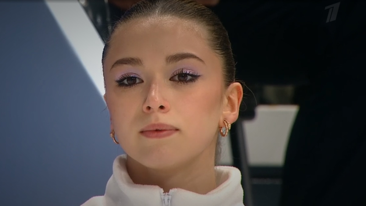    Камила Валиева. Фото: стоп-кадр прямого эфира "Первого канала"