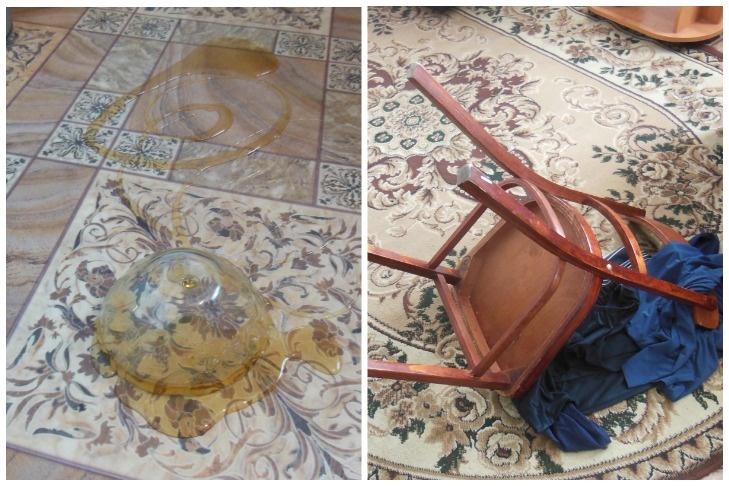 Похоже, мёдом она пыталась что-то нарисовать на полу. vn.ru