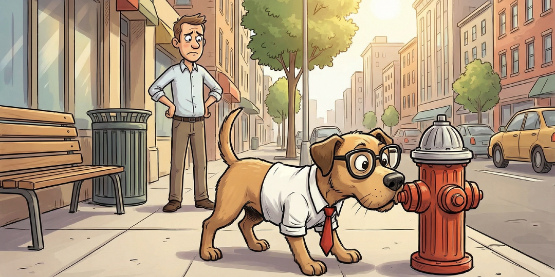 Собака всю прогулку нюхачит