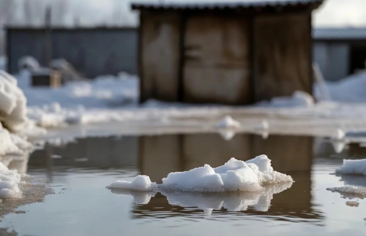    В Хабаровске зимнее наводнение затопило 1500 м² на Воронежской