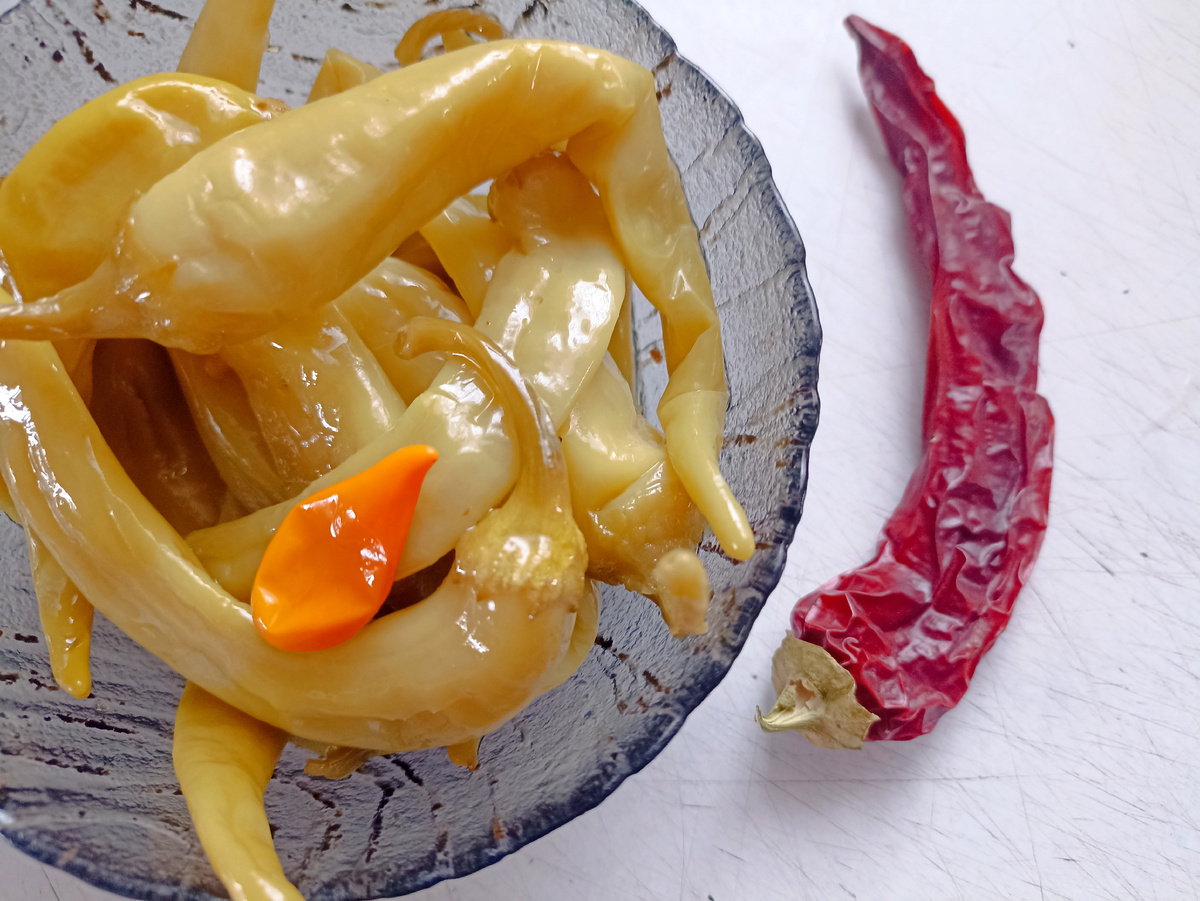 Справа цицак полностью созревший - на семена. На заготовки можно его рвать зелёным.