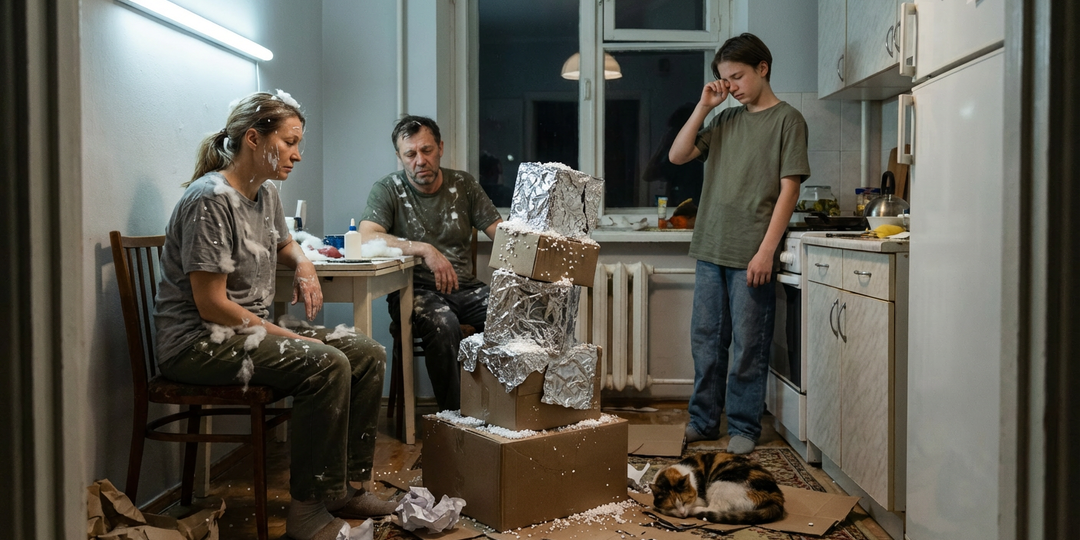 В 22:00 сын сказал, что завтра в школу нужен «Замок Снежной Королевы». Мы с мужем не спали всю ночь и создали шедевр