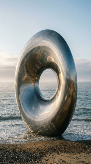 Арт-объект из металла на берегу