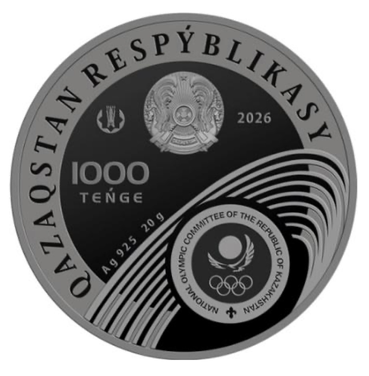 1 000 тенге 2026 года «OLYMPIC GAMES 2026. SHORT TRACK» (аверс). Источник: nationalbank.kz