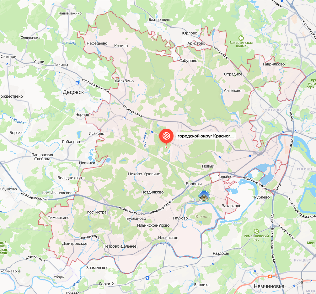 Территория округа. Данные Яндекс.Карты