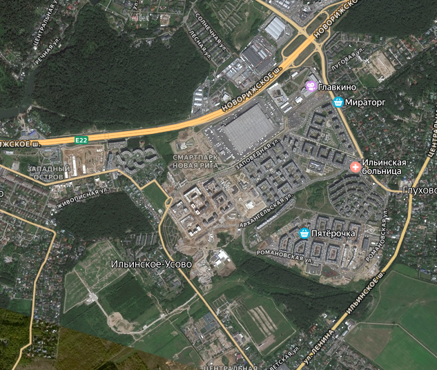 Вот например застройка Ильинское-Усово. Данные Яндекс.Карты