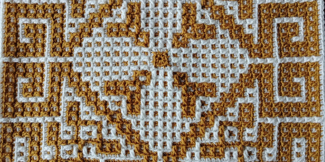 Схема на узор «Каприз». Мозаичное вязание крючком из центра.