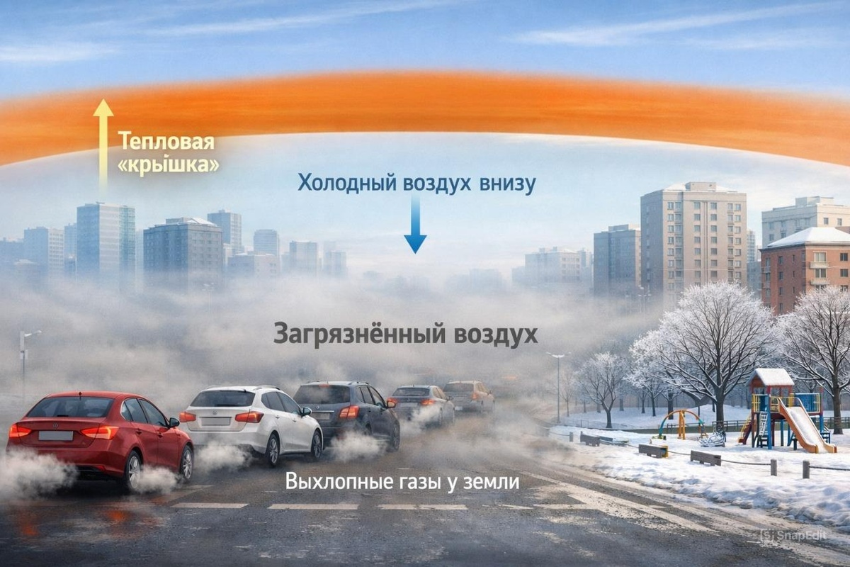    При инверсии тёплый слой воздуха сверху препятствует вертикальному перемешиванию, и загрязнения (включая дорожные) накапливаются в приземном слое, иногда на уровне дыхания.