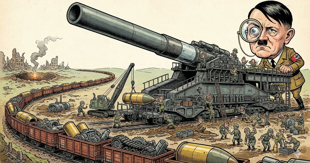 Тысячетонный монстр Гитлера "Дора": зачем немцы возили пушку в 106 вагонах, чтобы выстрелить 48 раз?