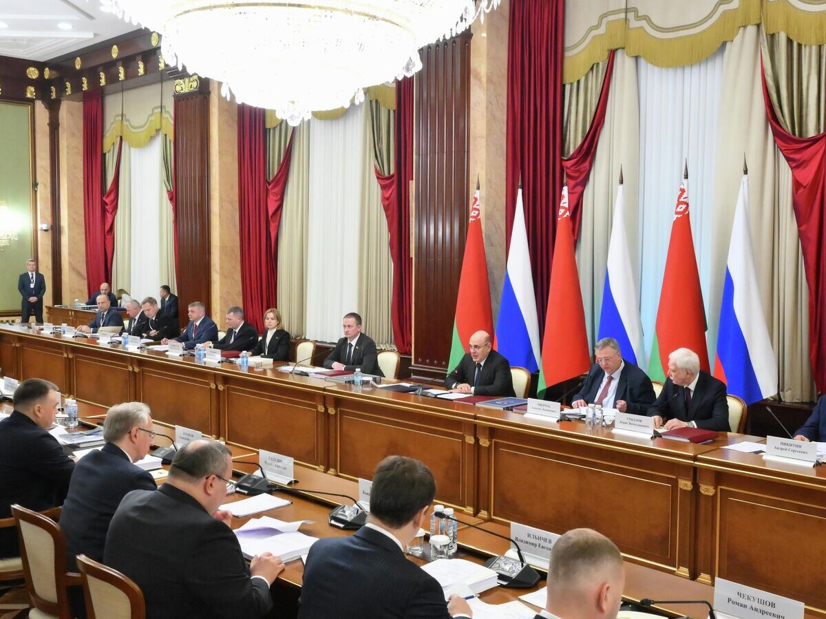    Председатель правительства РФ Михаил Мишустин на заседании Высшего государственного совета Союзного государства в Москве | © РИА Новости / Григорий Сысоев