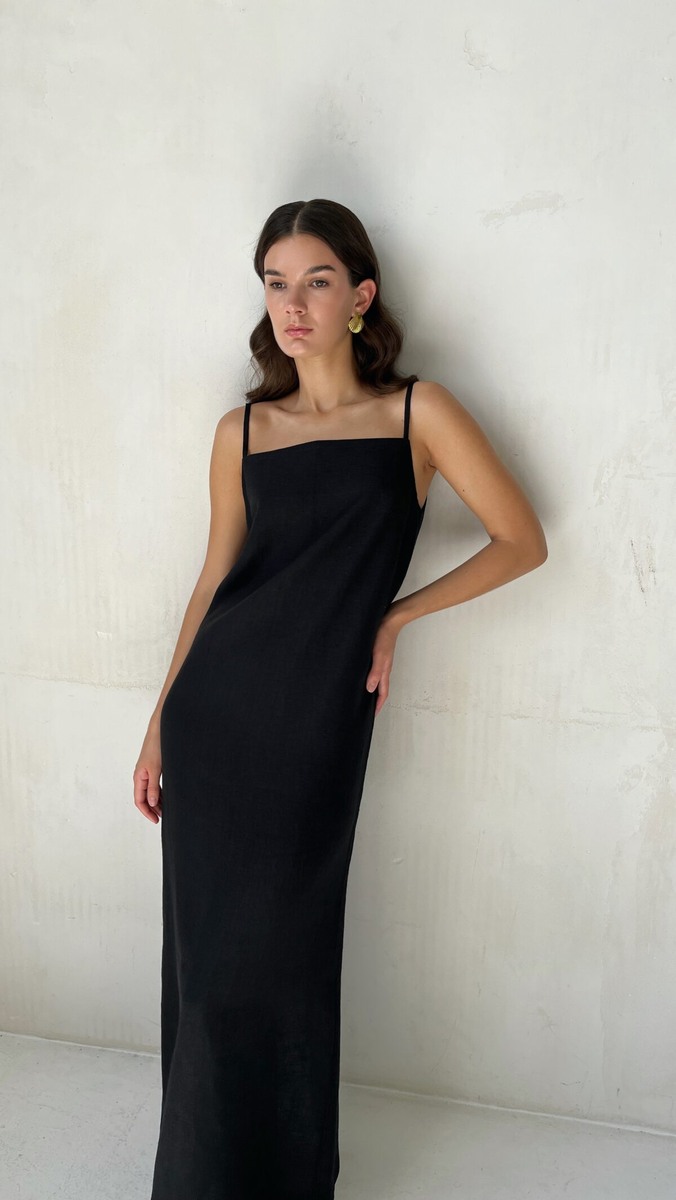 Платье на бретелях из 100% льна QUALITY