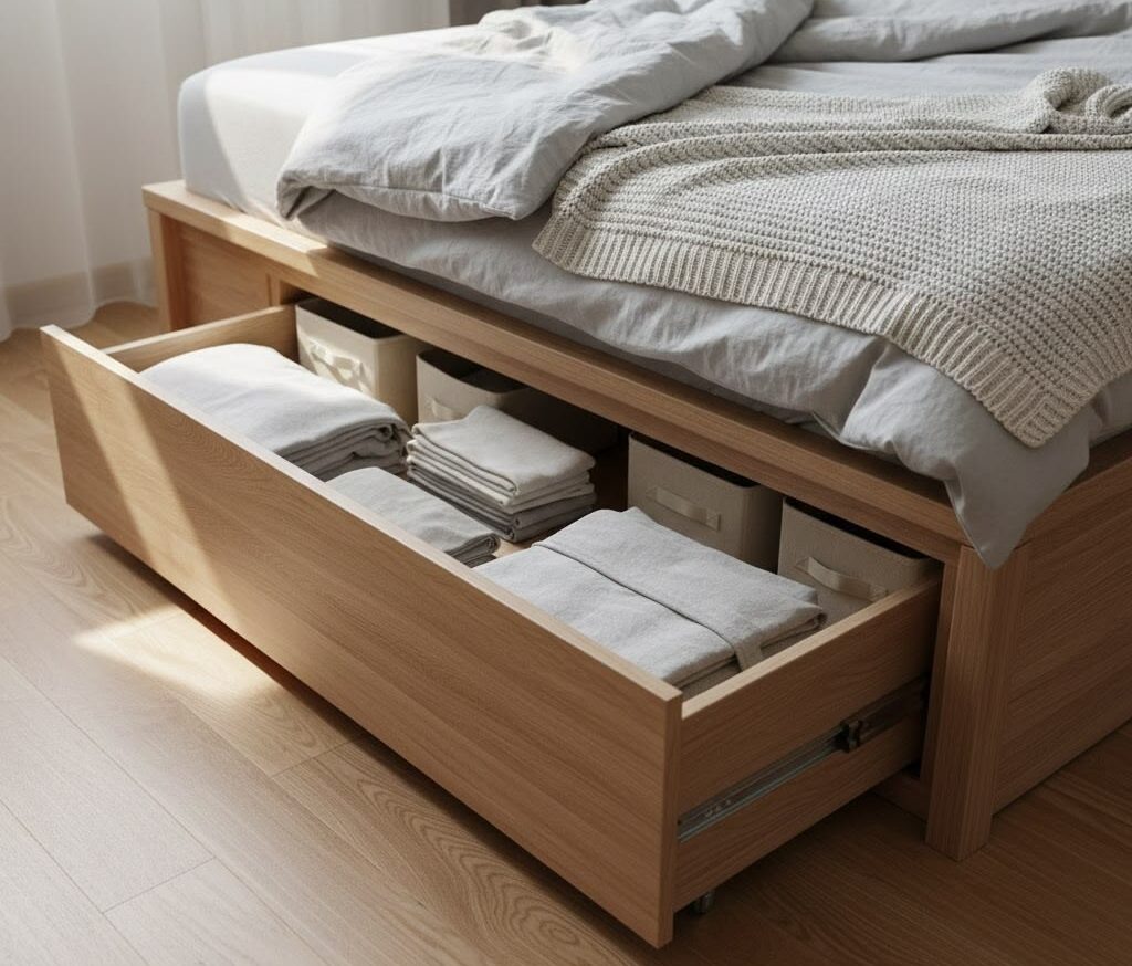 Использование кроватей с системами хранения позволяет эффективно задействовать каждый квадратный метр, избавляя интерьер от визуального шума.  📷
