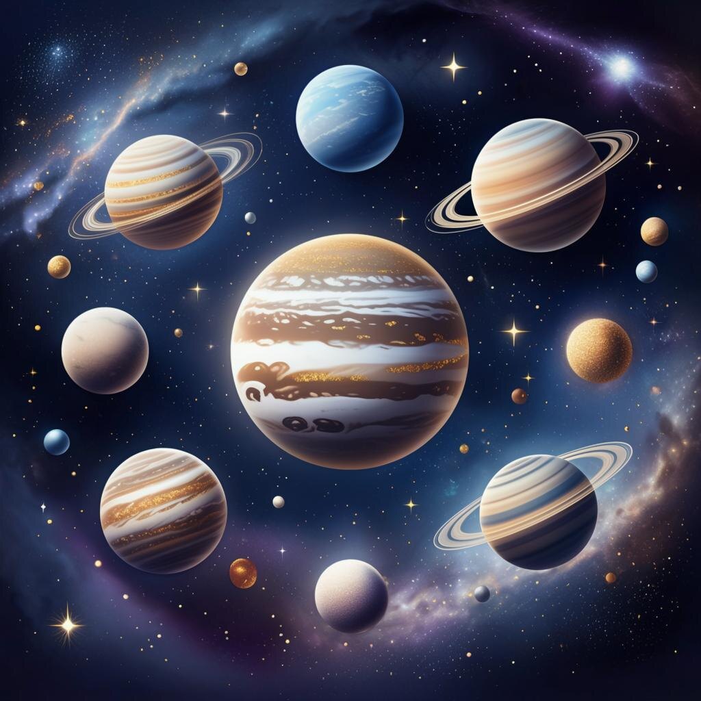 Планеты. Иллюстрация сгенерирована нейросетью