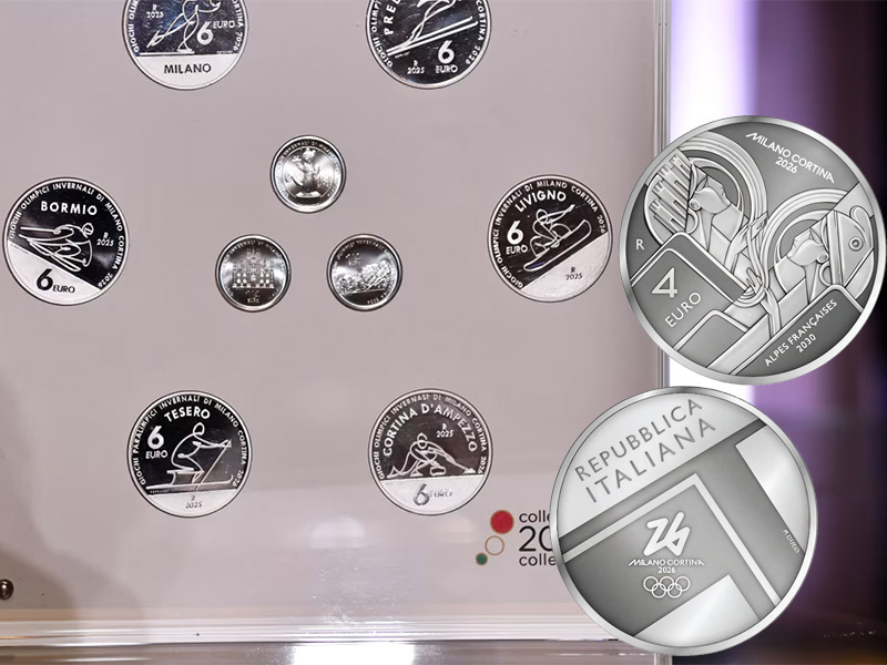 Монета Италии 4 евро к зимней Олимпиаде 2026