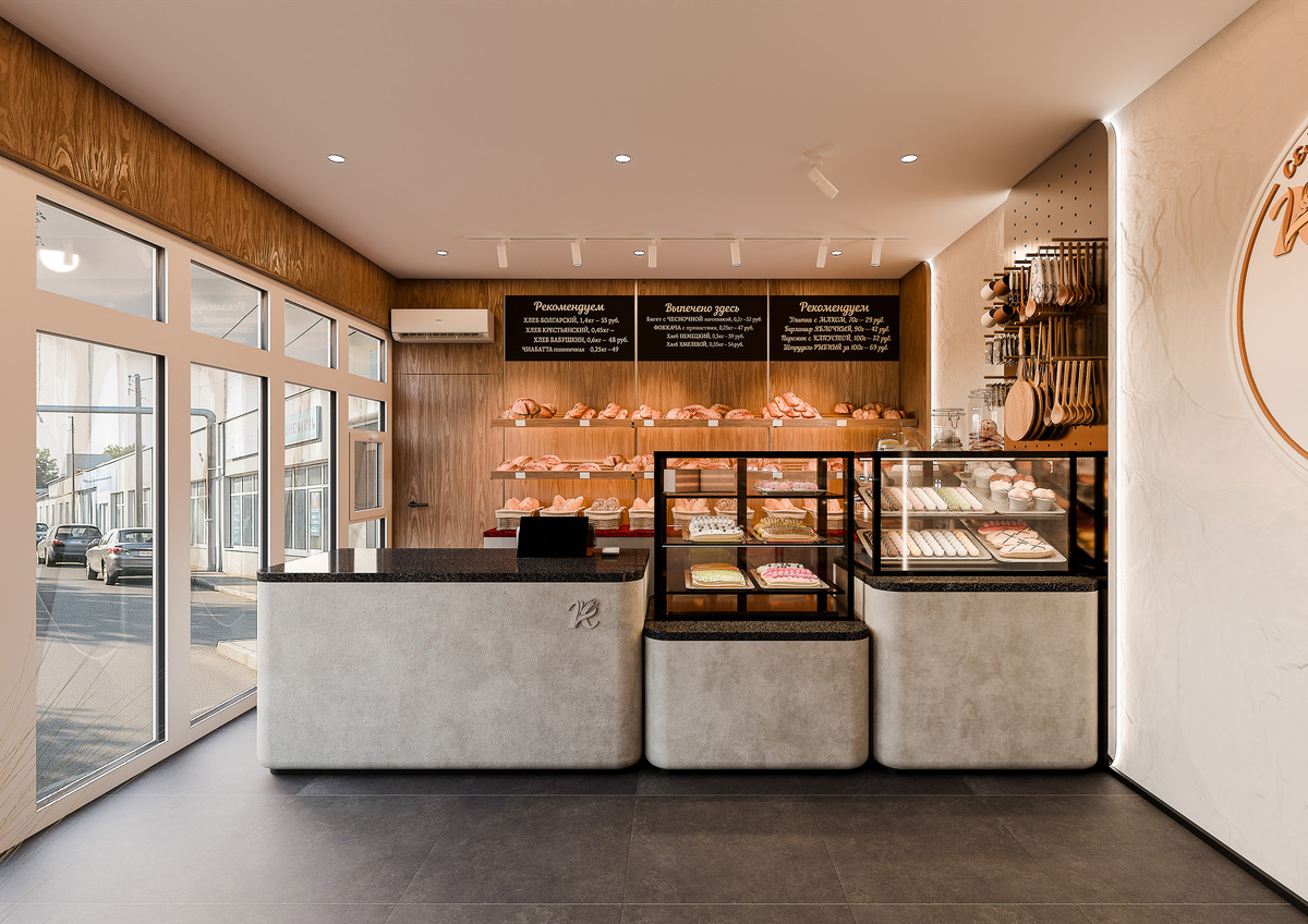 Стойка небольшого магазина хлеба в Брюховецкой 