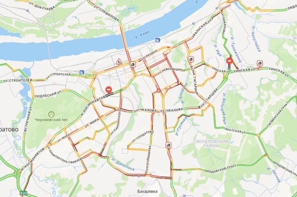    2 февраля в Перми образовались 9-балльные пробки