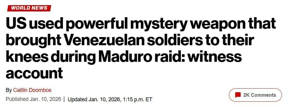 Статья в New York Post про приминения против Мадуро психотронного оружия, хотя так его в этой статье не называют