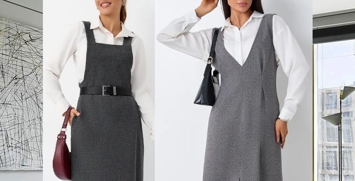 Стильные модели для стройных и полных женщин (возвращение зимних сарафанов)