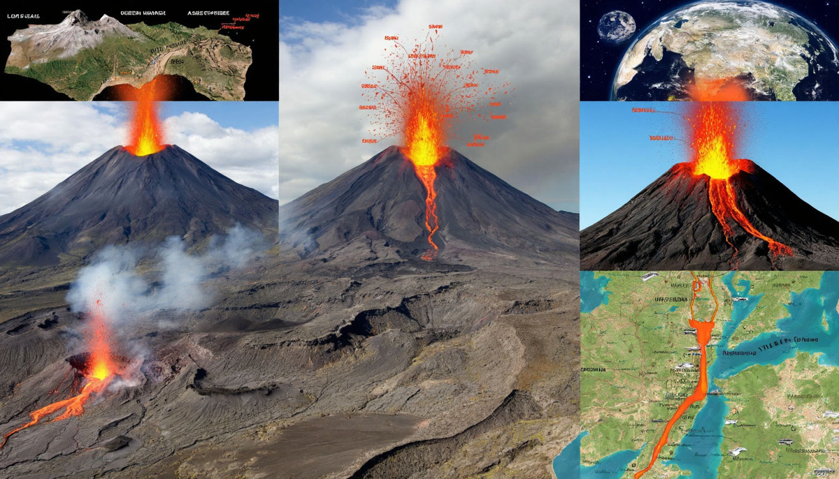 Инфографика 2: схема «жизненного цикла» вулкана с временными метками.