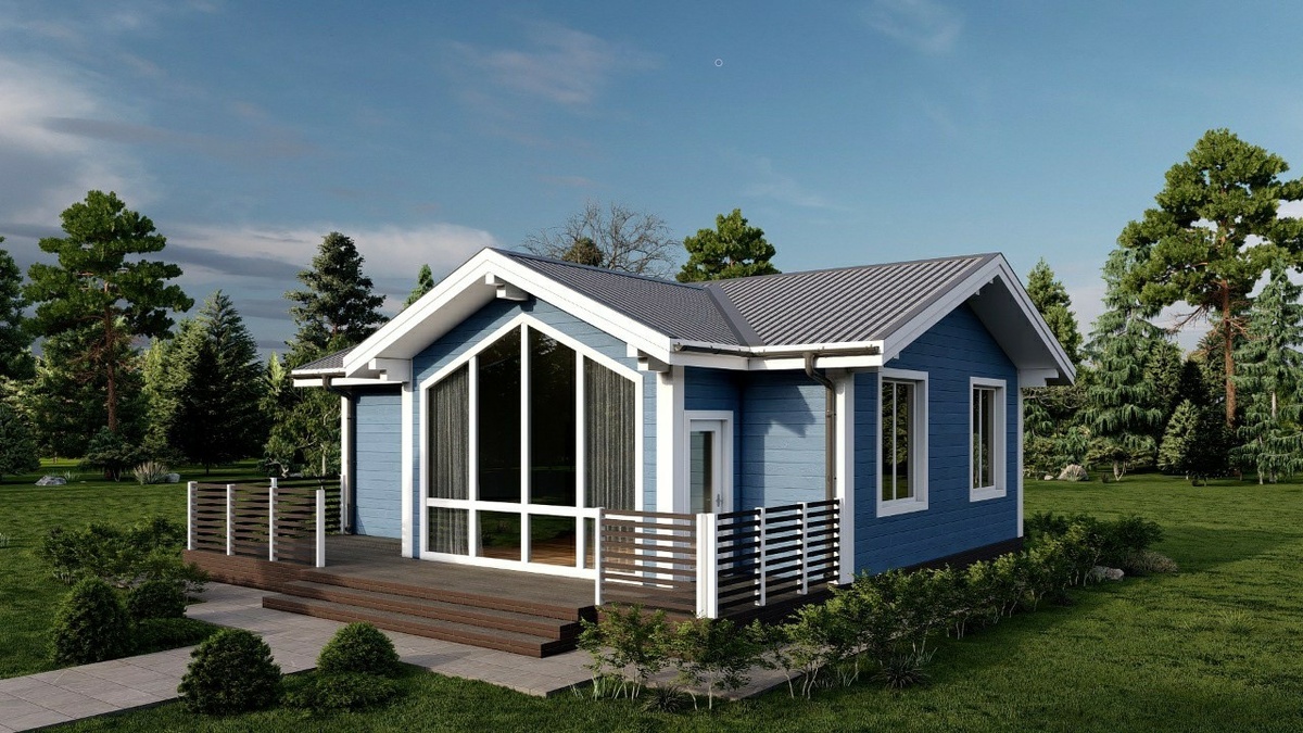 Двухэтажный каркасный дом в скандинавском стиле Б&F-130К. 10.1х10.1 м S. Жилая 109 кв.м, терраса S  22.1 кв.м.