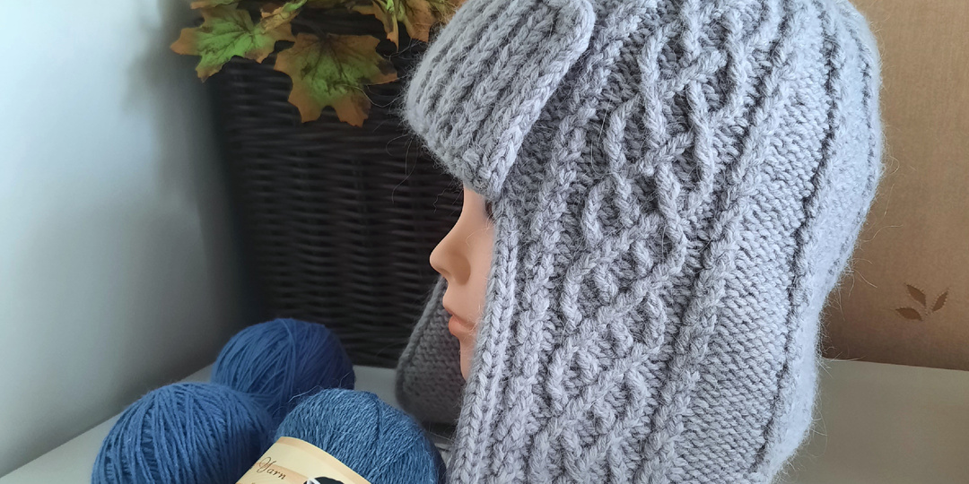 Двойная шапка–ушанка спицами. Вяжем верх.