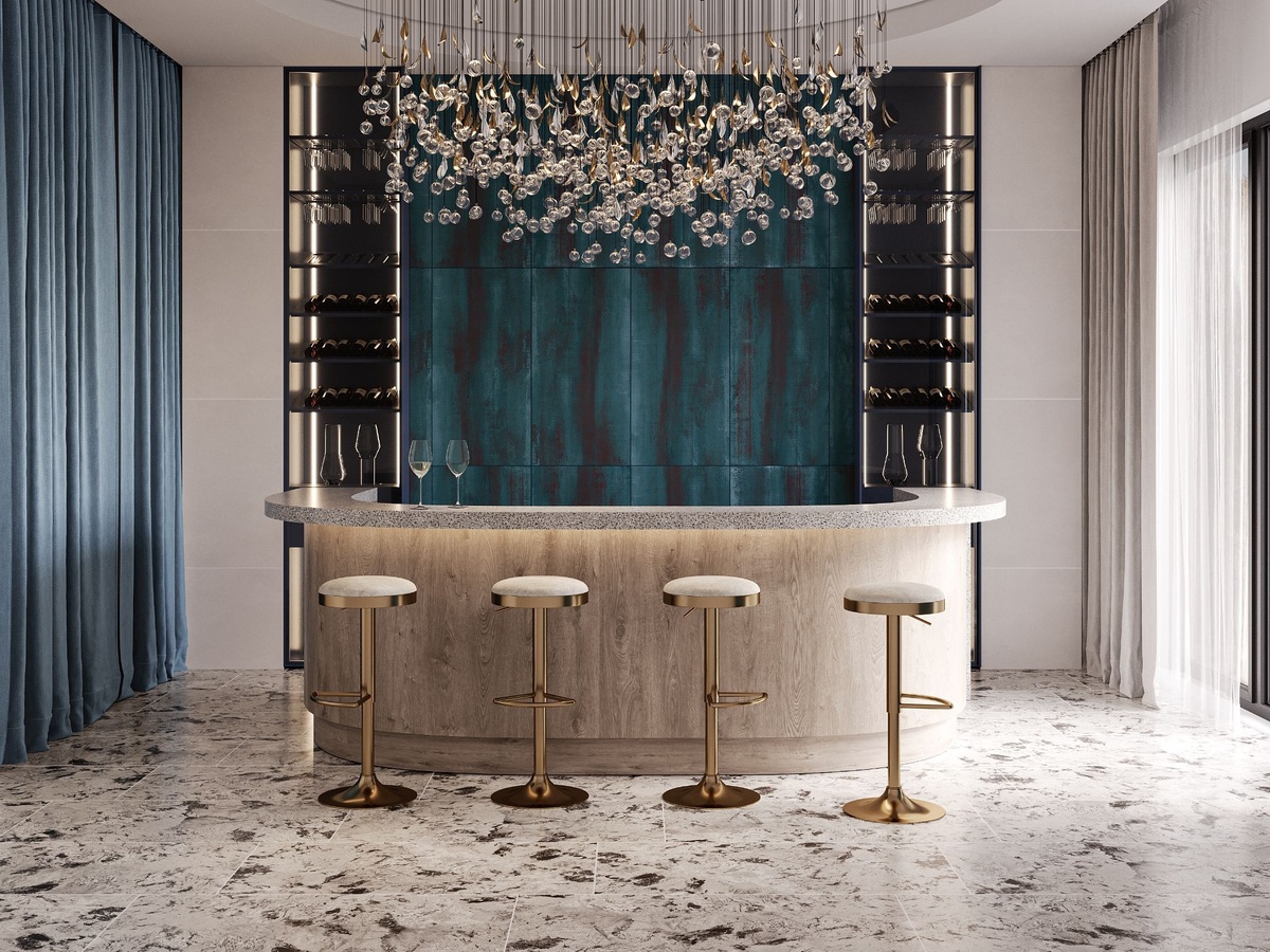 Керамогранит Indigo Illusion в интерьере бара. Керамогранит с текстурой камня. Источник: Estima