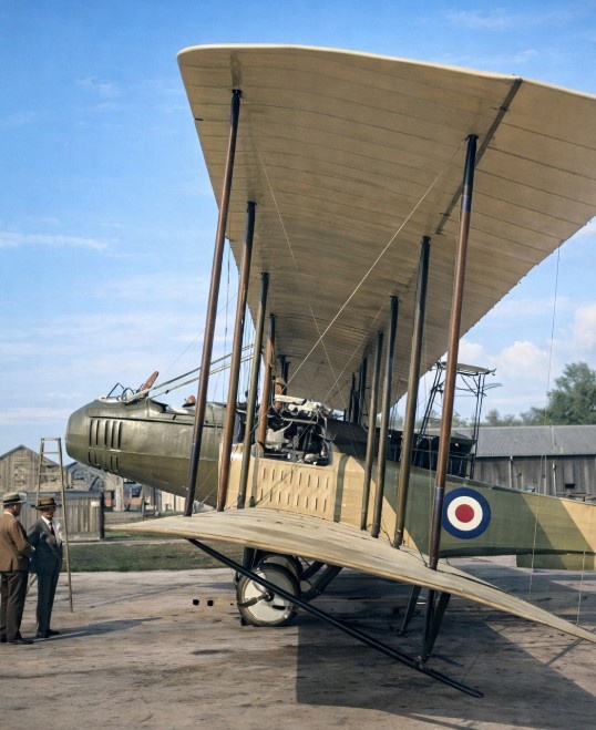 Фотография итальянского бомбардировщика Caproni, сделанная возле завода