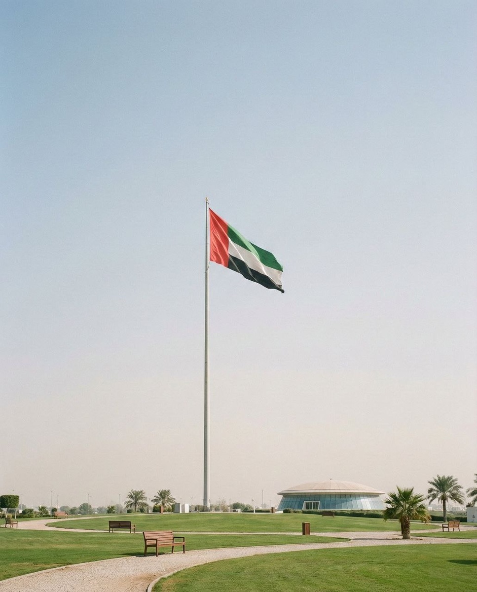 Тишина, флаг и бесконечное небо. Спокойная сторона города.