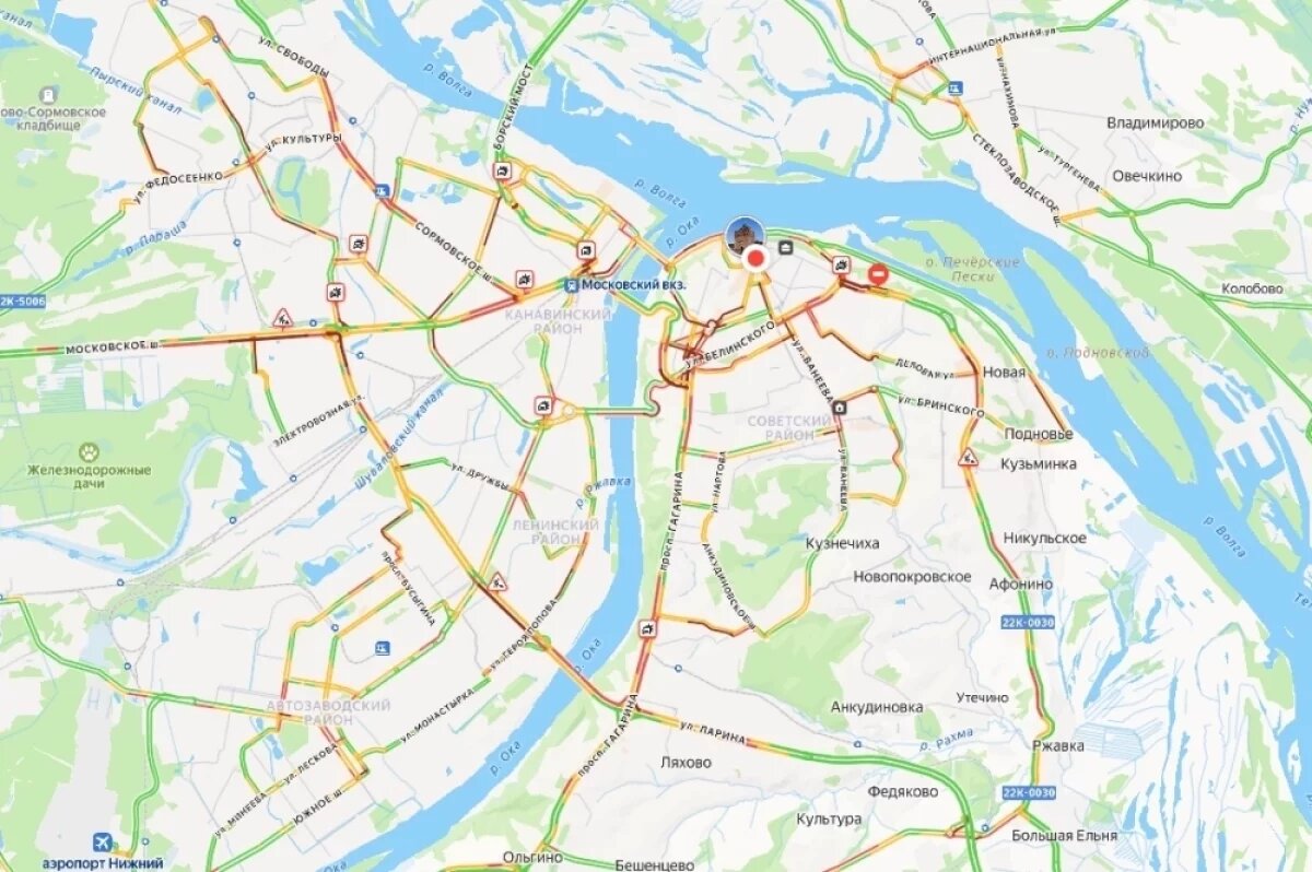    Нижний Новгород сковали 9-балльные пробки