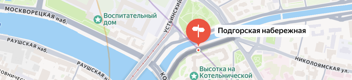 Подгорская набережная на современной карте Москвы. Яндекс.Карты.