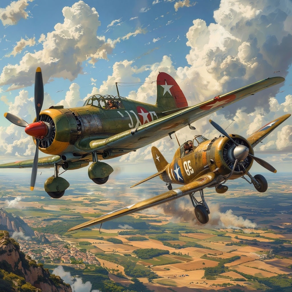 Художественная реконструкция момента «посадки» бомбардировщика.