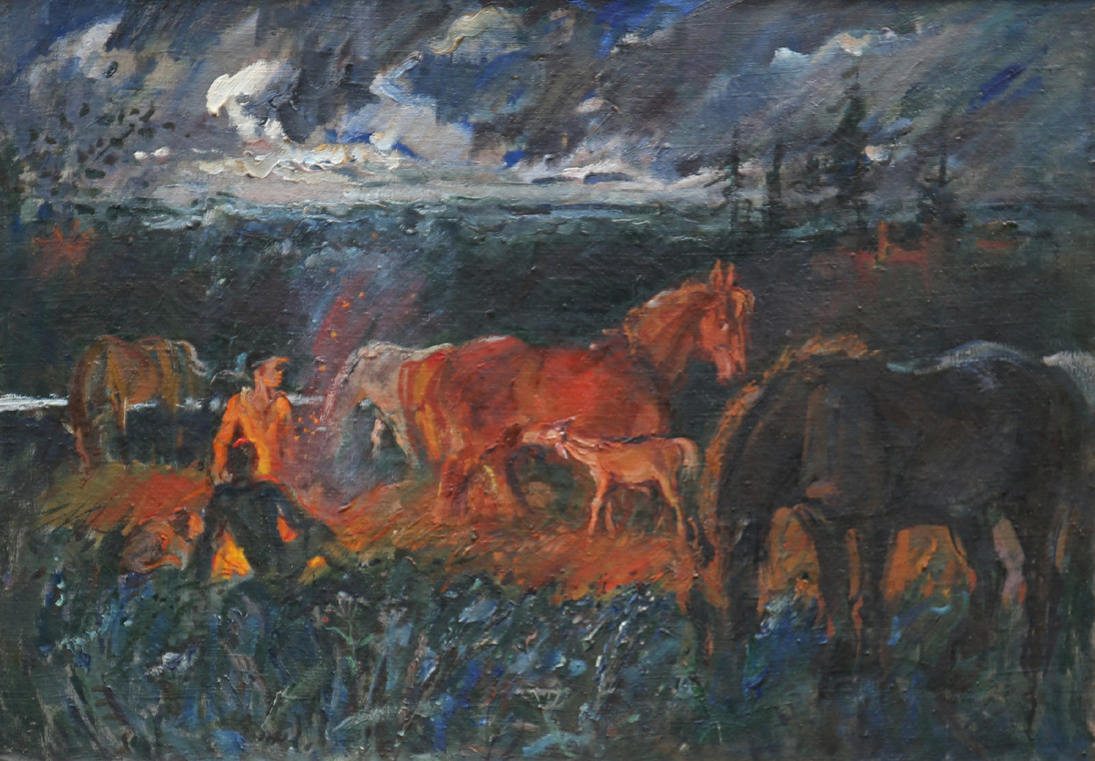 "В ночном" к.м., 1980-е, собрание семьи художника