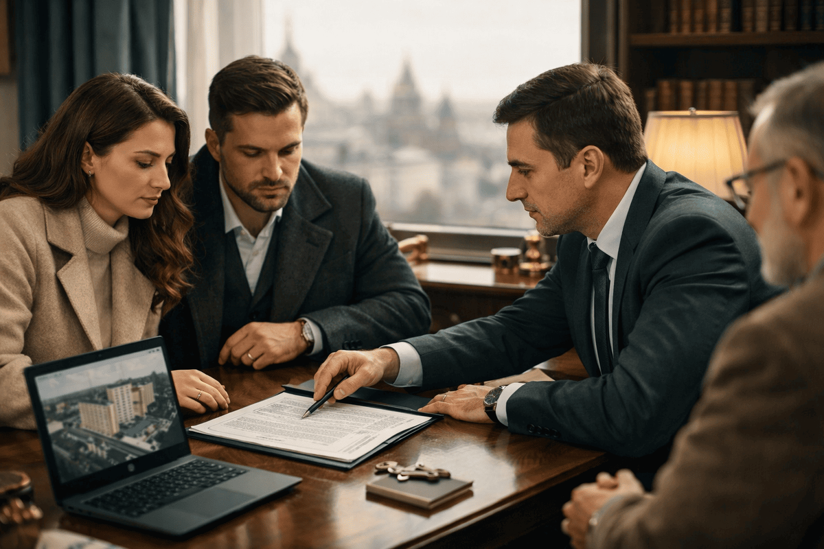 Юрист и покупатели обсуждают сделку: как купить квартиру с обременением без риска