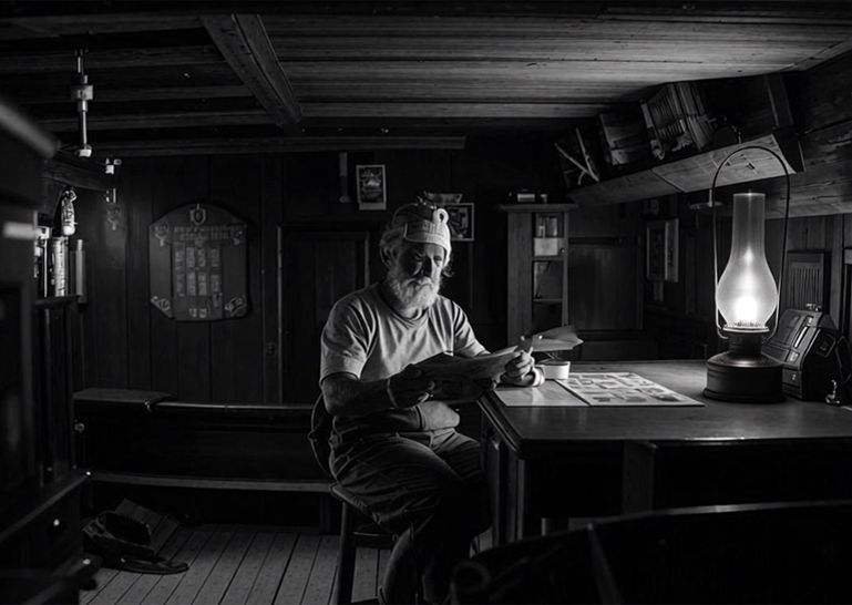 Бен в кубрике фрегата.