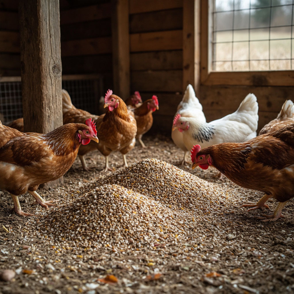 куры клюют зерно 