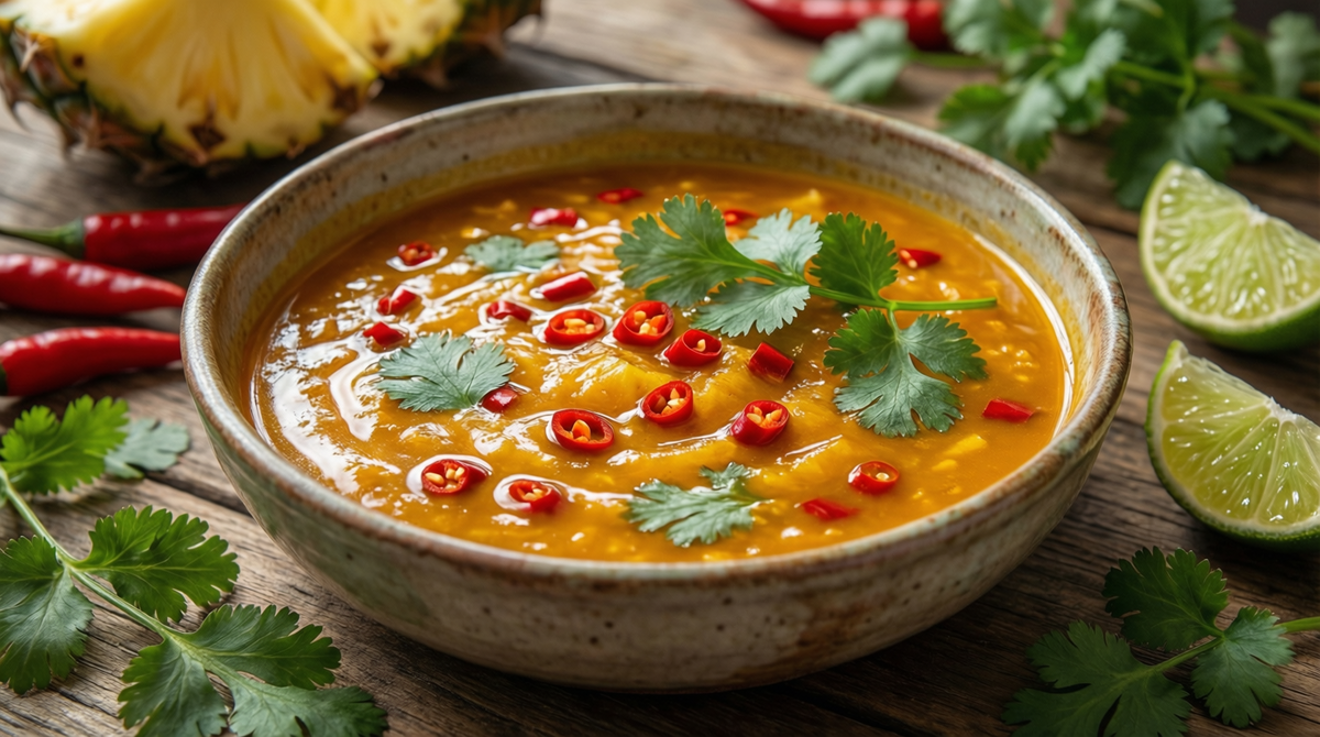 Ананасово-чили маринад с кинзой