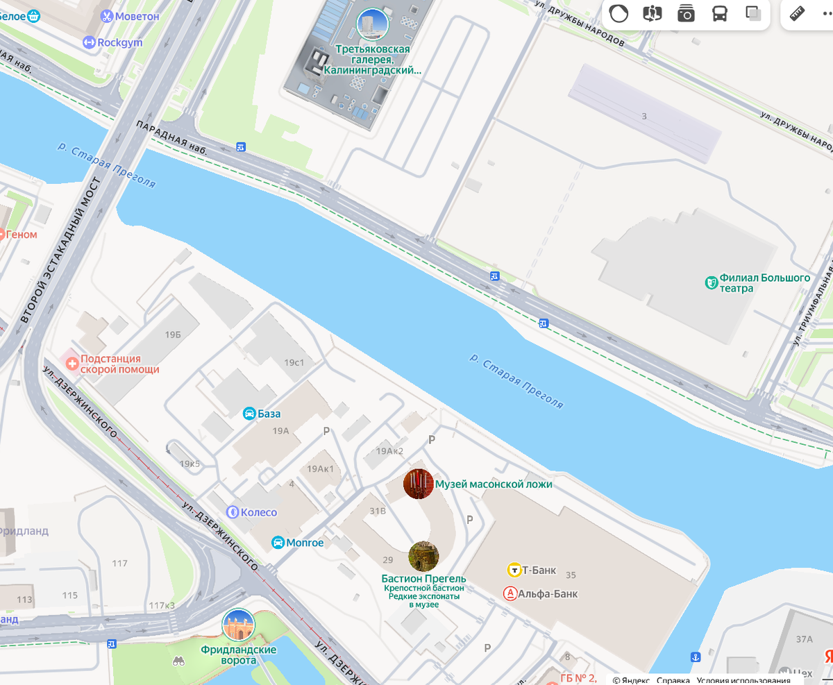 Маршрут прогулки до бастиона Прегель.