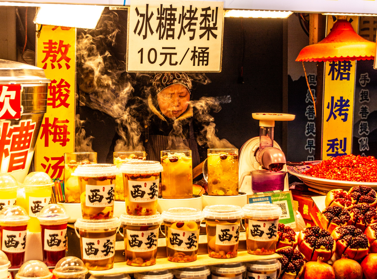 Прилавки с "уличной едой" на улицах Китая