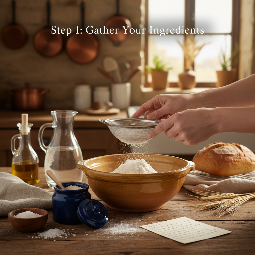 Замешивание теста вручную для домашнего хлеба. Простота процесса.