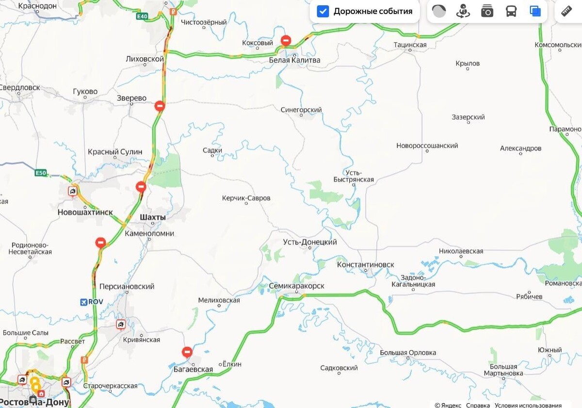    На М-4 «Дон» появились сразу три гигантских пробки из-за метели 2 февраля   Яндекс.Карты