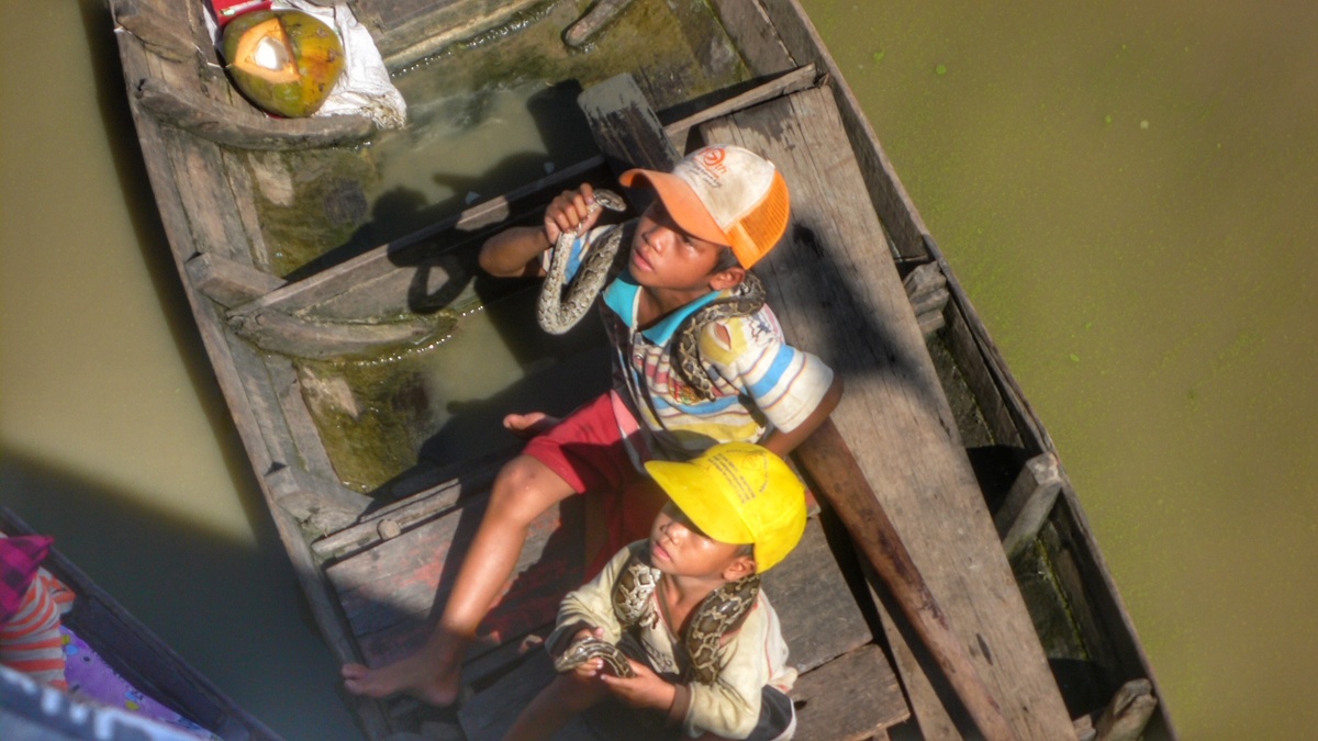 Плавучая деревня на озере Тонлесап в Камбодже